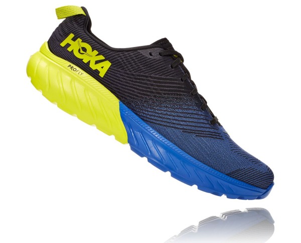 Hoka One One Mach 3 Mens UK - Blue / Rose Road Running Shoes - ZFQWT7623